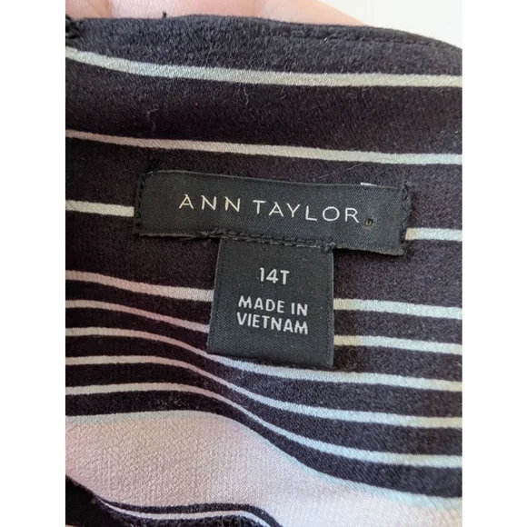 Ann Taylor Striped Dress 14 Black White Seafoam, Womens - Picture 9 of 10